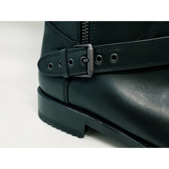 BOTTEGA VENETA Mens Genuine Black Leather Buckle/Zip Moto Boot Sz 44/10 Italy 04